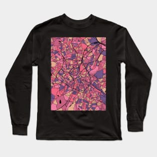 Birmingham Map Pattern in Purple & Pink Long Sleeve T-Shirt